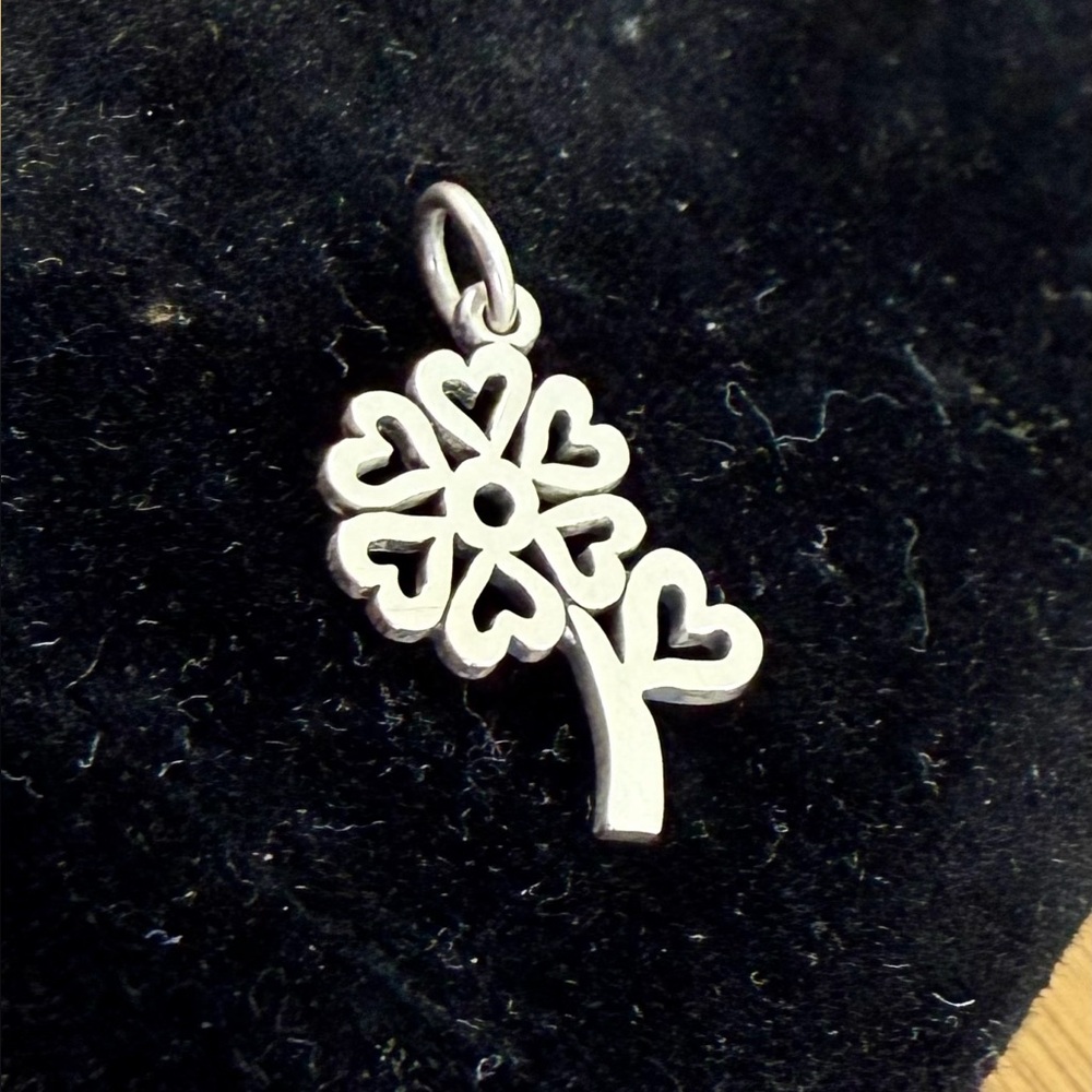 JAMES AVERY Sterling Silver Seven Hearts Flower Charm Pendant Un-Cut; RETIRED